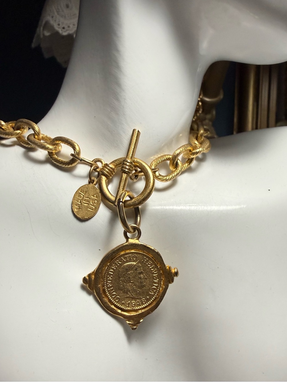 24GP Susan Shaw Medallion Toggle Necklace
